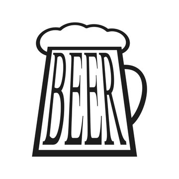 Black and white beer logo. Vector illustration.
