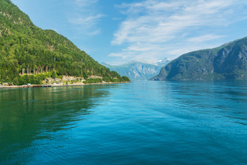 Fototapeta na wymiar Lysefjord sea mountain landscape view, Norway