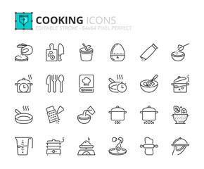 Outline icons about cooking