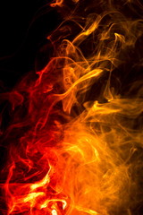 Colored smoke on black background