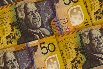 Australian dollars banknotes background. AUD