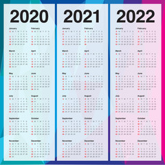 Year 2020 2021 2022 calendar vector design template