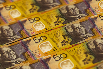 Australian dollars banknotes background. AUD