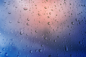 raindrops on the window glass close-up