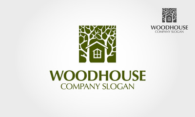 Wood House Vector Logo Template. Is an illustrative cartoon logo for Environmental care related business.  Smart, ecologys, simple and unique concept. This logo design for property, construction, etc.