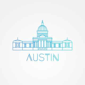 Austin USA, detailed silhouette. Trendy vector illustration, flat style. Stylish andmark. Concept for a web banner. Business travel icon