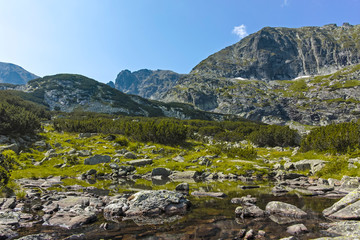 Landscape from trail for Scary Lake, Rila Mountain, Bulgaria