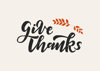 Give thanks hand drawn lettering