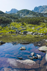 Fototapeta premium Landscape from trail for Scary Lake, Rila Mountain, Bulgaria