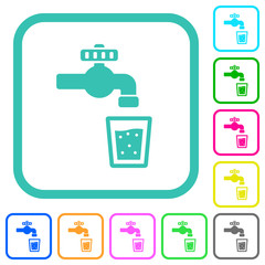 Drinking water vivid colored flat icons
