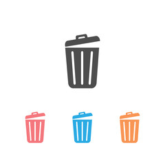 Trash icon set trendy flat design.