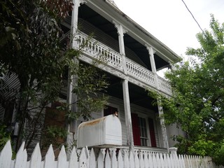 Side view shot of one of the old ancestral houses seen from the street in Key West, Florida.