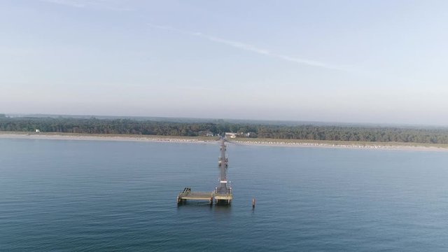 Arial Panorama of Pier of Prerow Germany on the Baltic Sea Coast