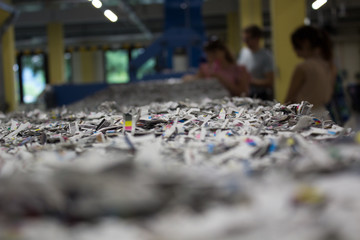 Stacks of cut paper in after press