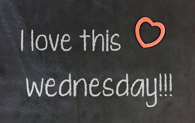 Blackboard with small red heart - I Love this wednesday