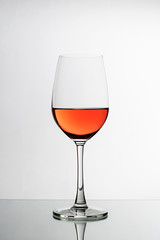 Pink or rose wine in an elegant wineglass