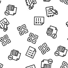 Accounting Elements Vector Seamless Pattern Contour Illustrations