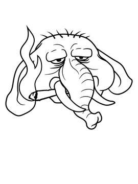 kiffen elefant rauchen drogen hanf weed joint kopf gesicht dick fett groß diät schwer riesig dickhäuter comic cartoon lustig cool clipart übergewicht