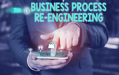 Conceptual hand writing showing Business Process Re Engineering. Concept meaning the analysis and...