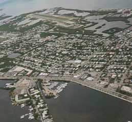 Beautiful view of the Key West, Florida, seen from an airplane window
