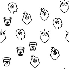 Headache Seamless Pattern Vector Thin Line. Contour Illustration