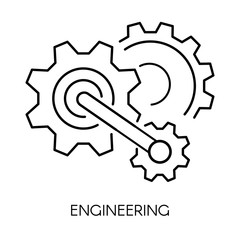 Cogwheel linear symbol, engineering isolated outline icon