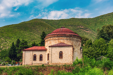 Fototapeta na wymiar Ancient Albanian Church in Shaki city, Azerbaijan