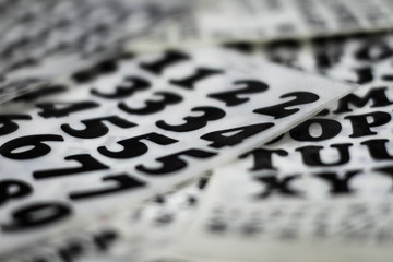 Retro transfer lettering, rub down letters