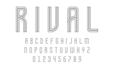 Set of alphabets font letters and numbers modern abstract design with lines vector illustration