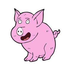 digitally drawn illustration pig design. hand drawing style