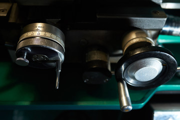 Close-up of a lathe control module.Industrial concept.