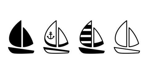boat vector icon yacht logo symbol Anchor pirate maritime Nautical sea ocean doodle character cartoon illustration doodle design
