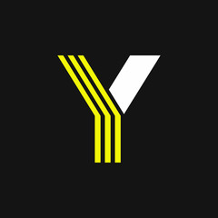 Yellow Lines Geometric Vector Logo Letter Y