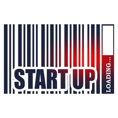 Start up text in bar code. Loading bar. Relative for retail business