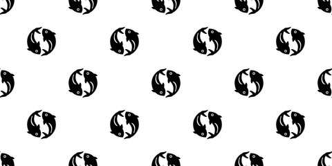 fish Seamless pattern vector shark salmon tuna scarf isolated dolphin whale ocean sea repeat wallpaper tile background animal cartoon doodle illustration design