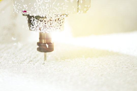 CNC wood, plasswood, acrylic router machine with soft shutter and lighting flares