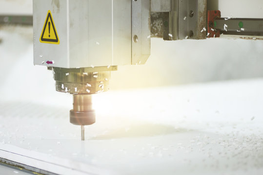 CNC wood, plasswood, acrylic router machine with soft shutter and lighting flares