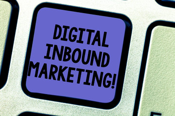 Text sign showing Digital Inbound Marketing. Conceptual photo attract showing that fall into the...