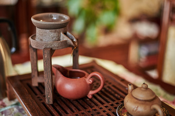 old coffee pot on wooden table