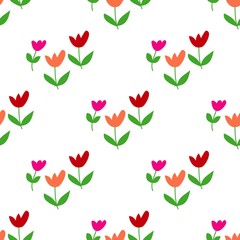 Cute floral seamless background with simple pattern