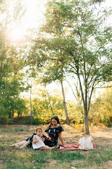Zero waste summer picnic on the with peaches. Eco friendly parenting. Natural counscious lifestyle....