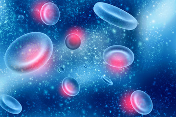 3d rendering red streaming blood cells background.
