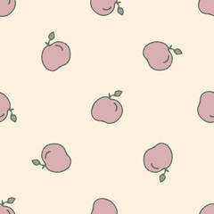 Seamless delicate light pattern with fruits apples, peaches Seamless design for fabric, cover, banner, interior, children's clothing, print for packaging cosmetics, gift packaging