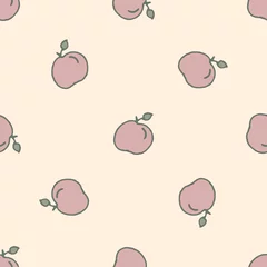 Meubelstickers Seamless delicate light pattern with fruits apples, peaches Seamless design for fabric, cover, banner, interior, children's clothing, print for packaging cosmetics, gift packaging © Chikpic