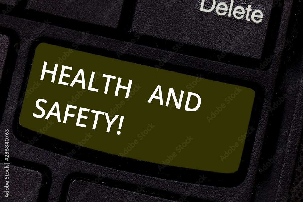 Poster word writing text health and safety. business concept for regulation and procedures intended prevent