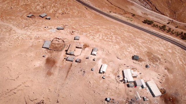 Bedouin Camp Close to Israeli City Maale Adumim Aerial Drone footage over Bedouin outpost Close to Israeli City Maale Adumim Aerial