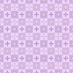 Retro floral pattern, lilac, purple, pink, seamless vintage style geometric flower. Illustration for summer fashion prints, trendy wallpaper, girly stationery, revival home decor.