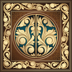 Golden ornate art deco vintage card