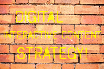 Writing note showing Digital Interactive Content Strategy. Business photo showcasing Search engine optimization marketing