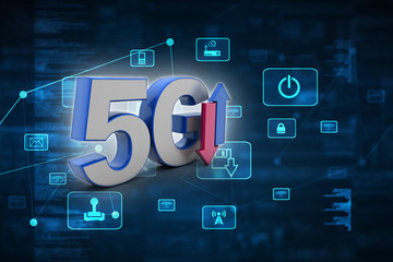 3d rendering 5G Network 5G Connection with document